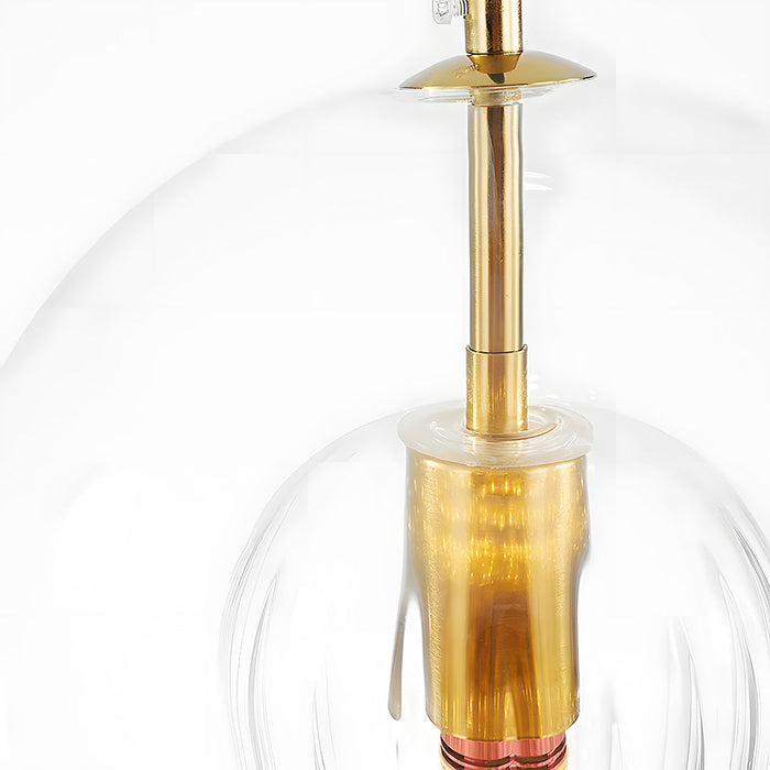 Retro Glass Globe Pendant Light with Gold-Tone Accent