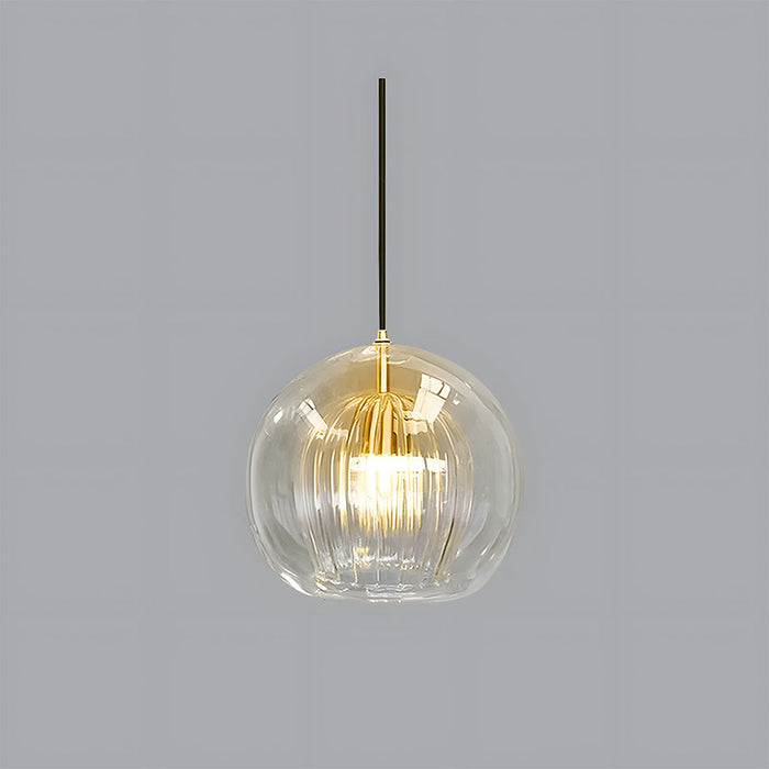 Retro Glass Globe Pendant Light with Gold-Tone Accent