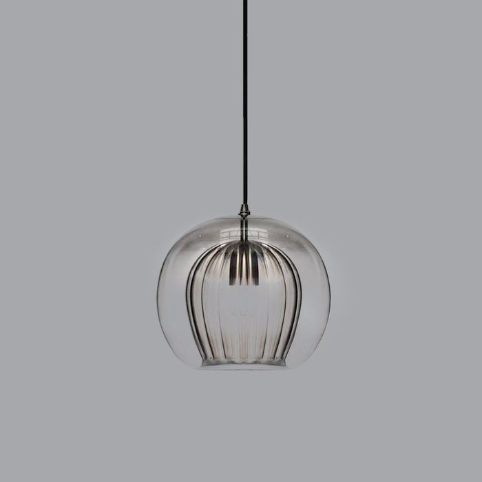 Retro Glass Globe Pendant Light with Gold-Tone Accent