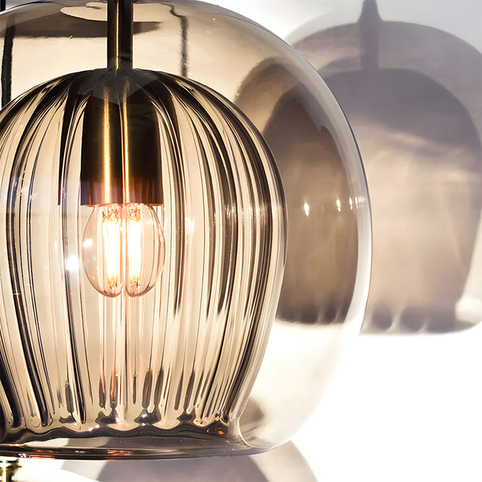 Retro Glass Globe Pendant Light with Gold-Tone Accent
