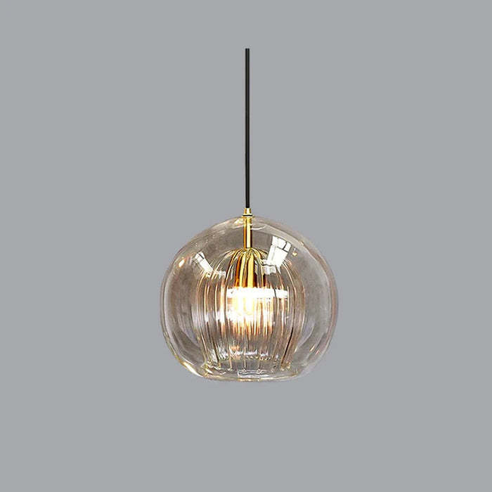 Retro Glass Globe Pendant Light with Gold-Tone Accent