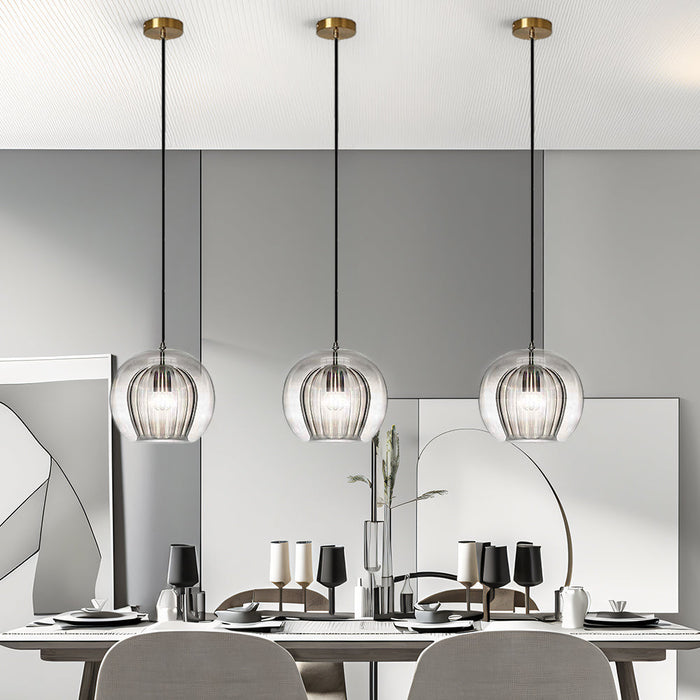 Retro Glass Globe Pendant Light with Gold-Tone Accent
