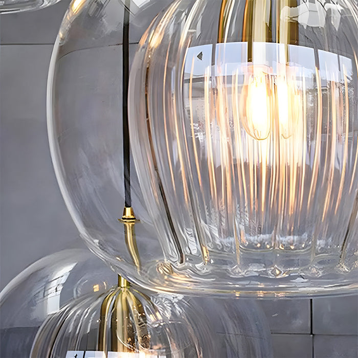 Retro Glass Globe Pendant Light with Gold-Tone Accent