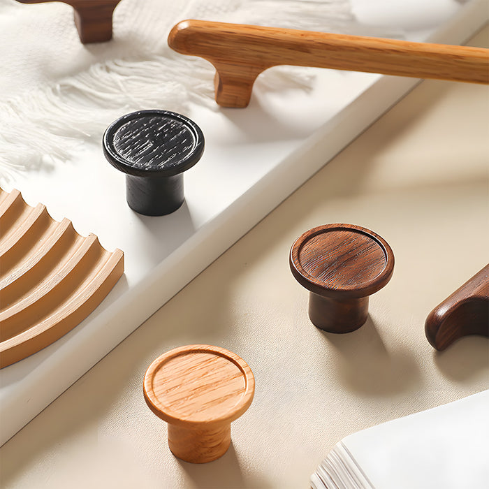 Nordic Round Wood Cabinet Drawer Pulls