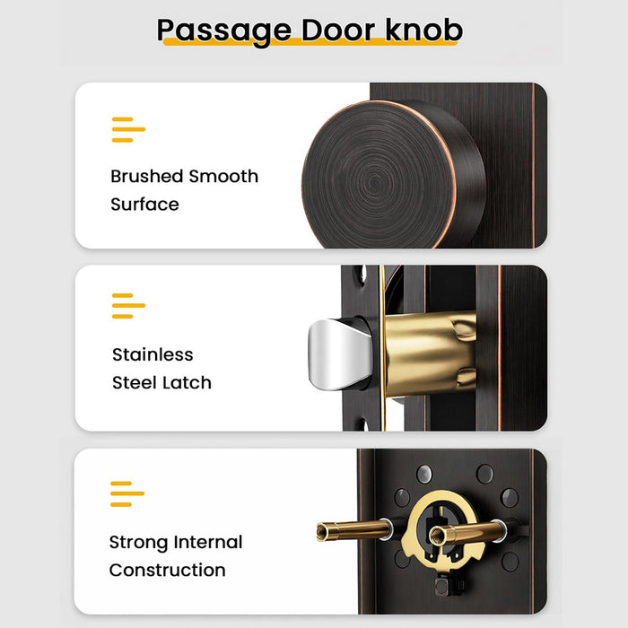 Rectangle Zinc Alloy Interior Passage Door Knobs