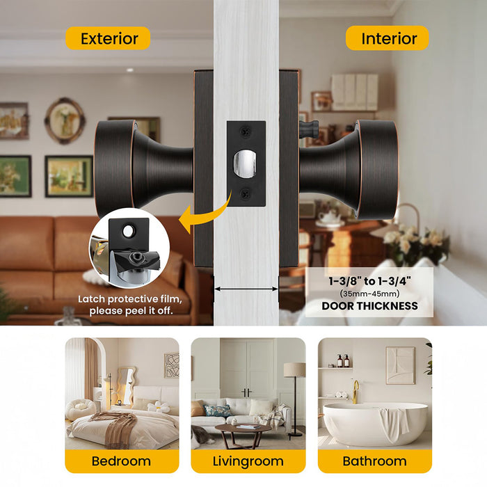 Rectangle Zinc Alloy Interior Privacy Door Knobs