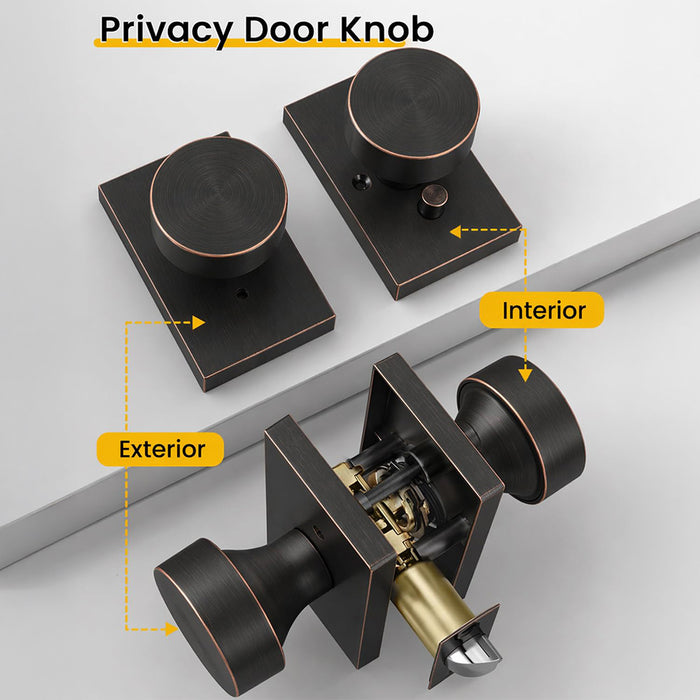 Rectangle Zinc Alloy Interior Privacy Door Knobs