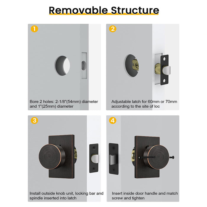 Rectangle Zinc Alloy Interior Privacy Door Knobs
