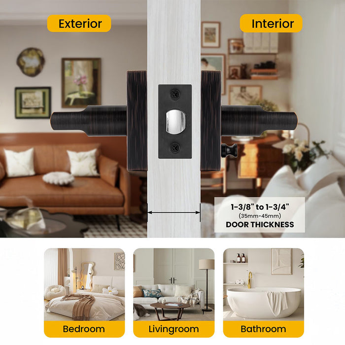 Modern Heavy Duty Zinc Alloy Interior Privacy Door Lever