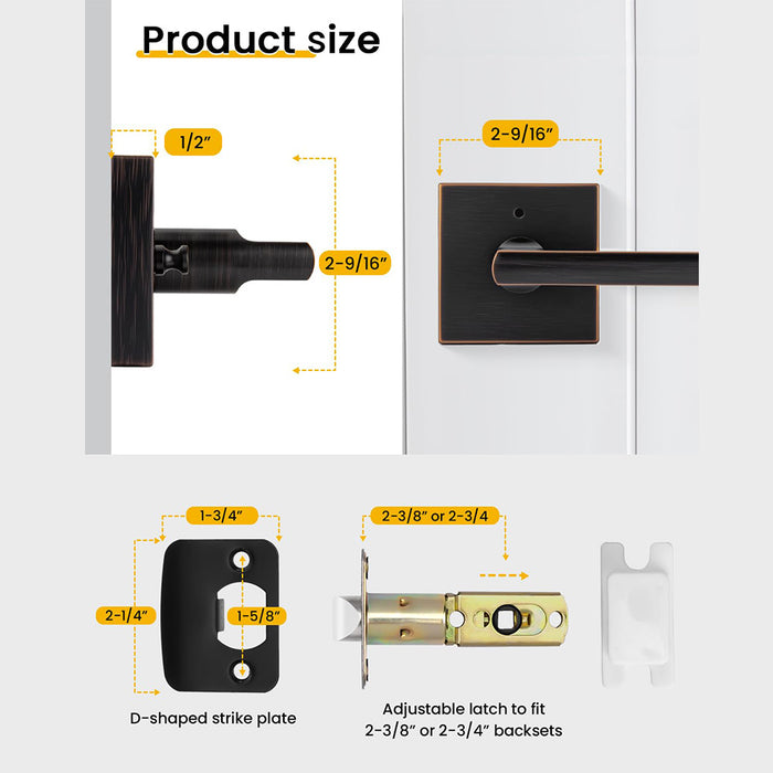 Modern Heavy Duty Zinc Alloy Interior Privacy Door Lever