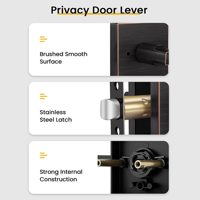 Modern Heavy Duty Zinc Alloy Interior Privacy Door Lever