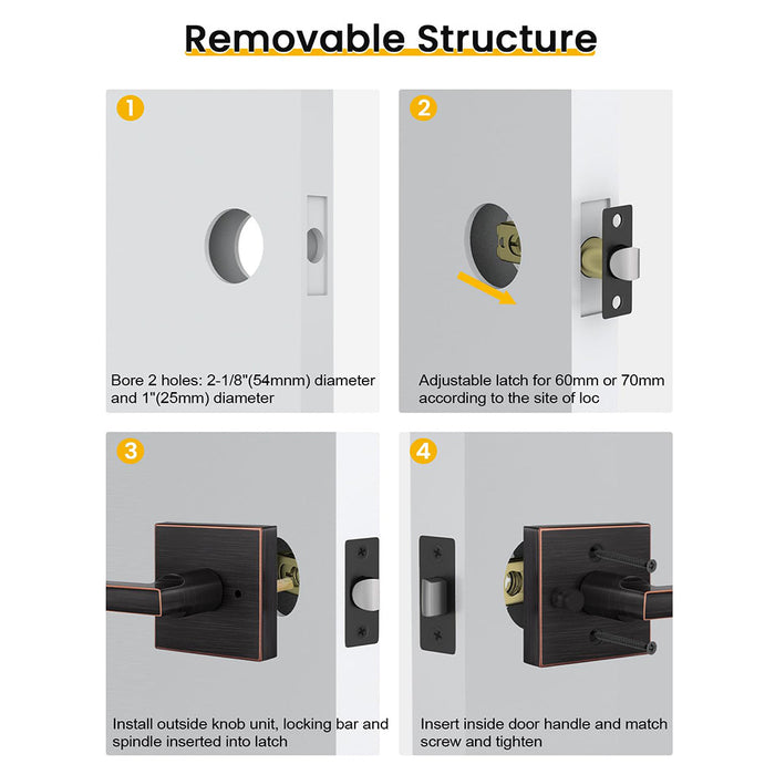Modern Heavy Duty Zinc Alloy Interior Privacy Door Lever
