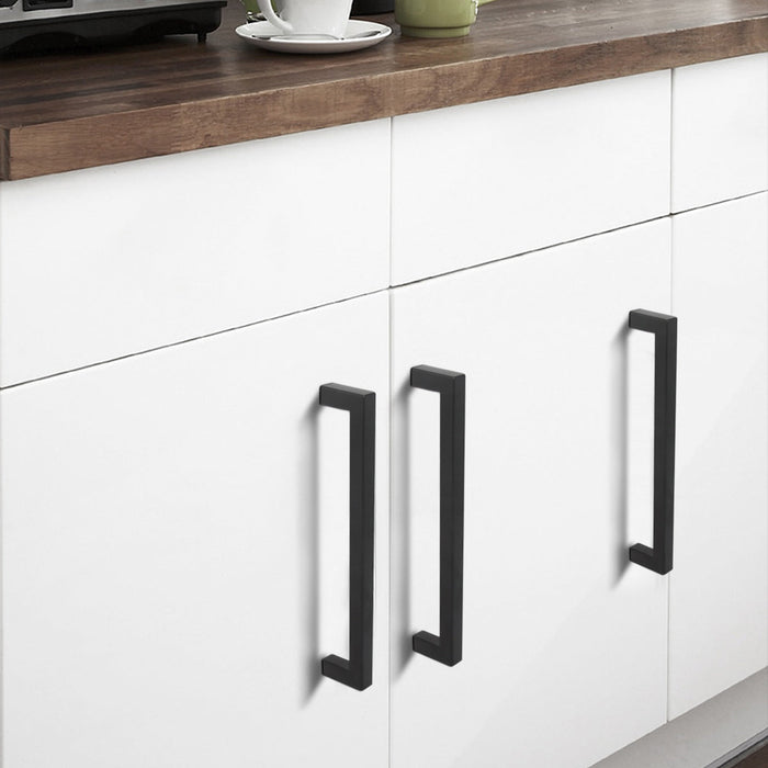 Square Drawer Pulls Black Kitchen Cabinet Handles Stainless Steel