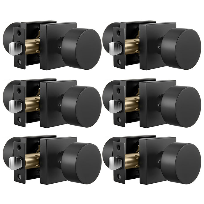 Modern Matte Black Passage Door Knob for Bedroom & Bathroom