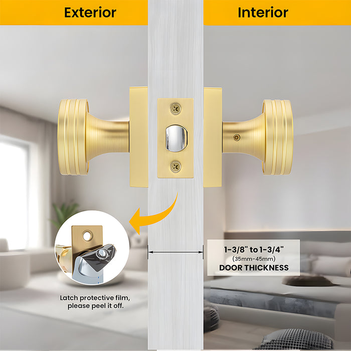 6 Pack Gold Interior Passage Door Knobs for Hallway Kitchen