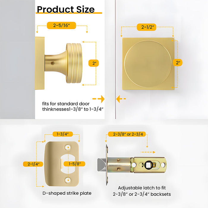 6 Pack Gold Interior Passage Door Knobs for Hallway Kitchen