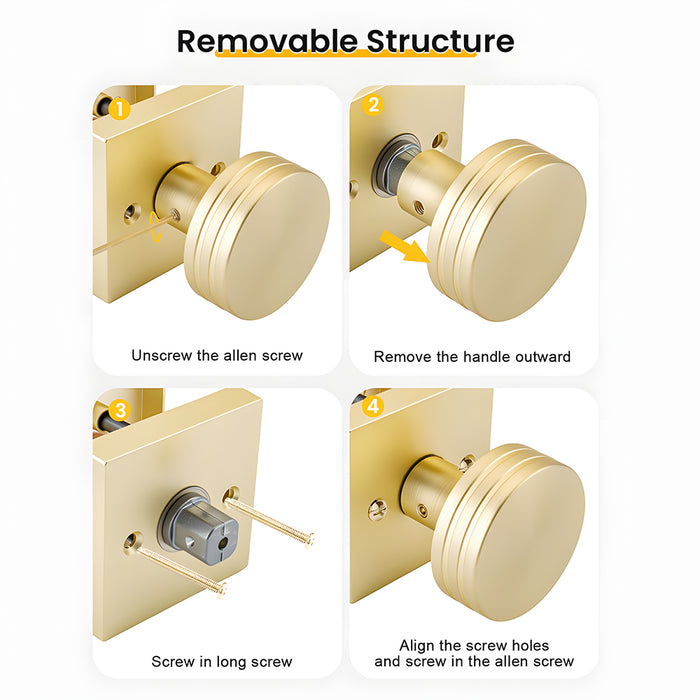 6 Pack Gold Interior Passage Door Knobs for Hallway Kitchen