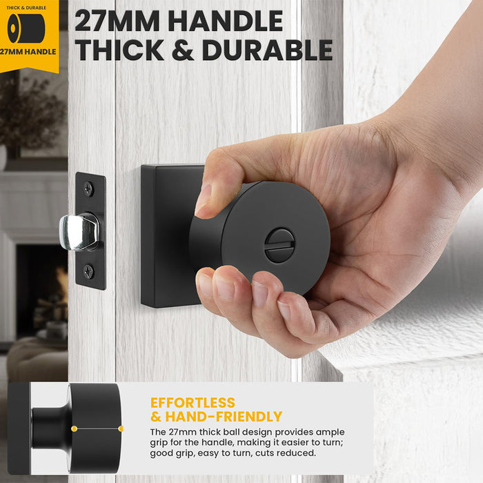 Modern Matte Black Privacy Door Knob for Bedroom & Bathroom