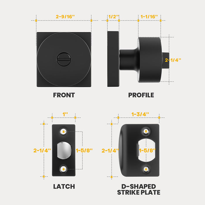 Modern Matte Black Privacy Door Knob for Bedroom & Bathroom