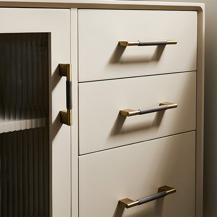 Retro Solid Knurled Brass Kitchen Cabinet Handles