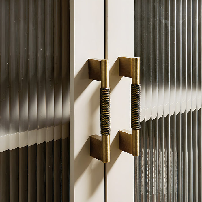 Retro Solid Knurled Brass Kitchen Cabinet Handles
