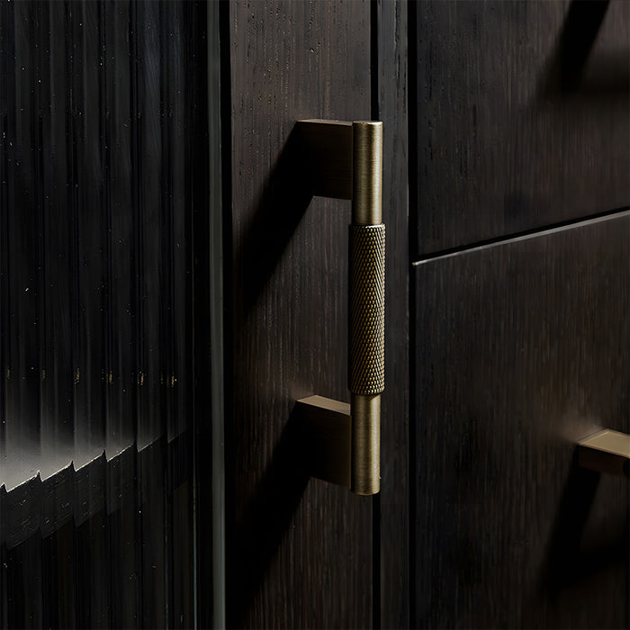 Retro Solid Knurled Brass Kitchen Cabinet Handles