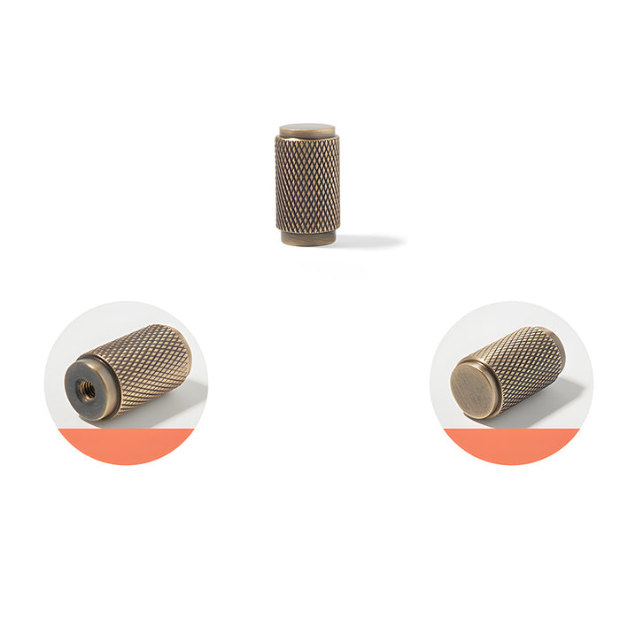 Retro Solid Knurled Brass Kitchen Cabinet Handles