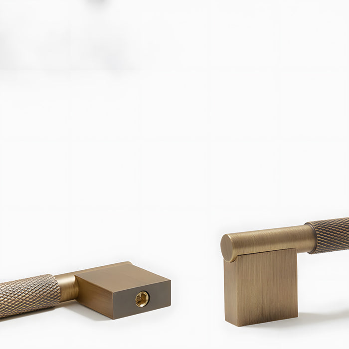 Retro Solid Knurled Brass Kitchen Cabinet Handles