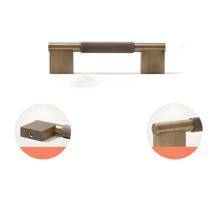 Retro Solid Knurled Brass Kitchen Cabinet Handles