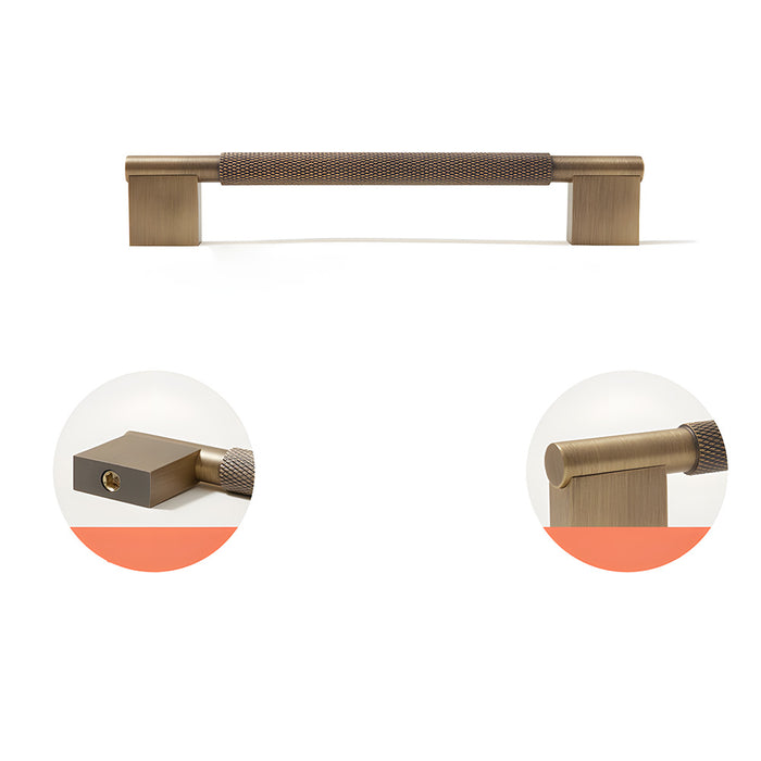 Retro Solid Knurled Brass Kitchen Cabinet Handles