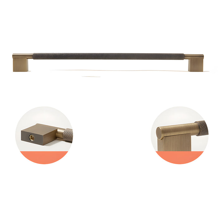 Retro Solid Knurled Brass Kitchen Cabinet Handles