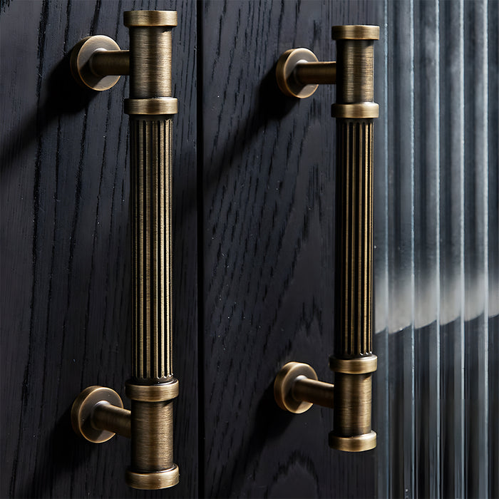 Retro Lined Bronze Cabinet Pulls