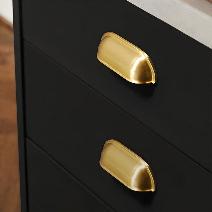 Retro Shell Solid Brass Wardrobe Drawer Cup Pulls