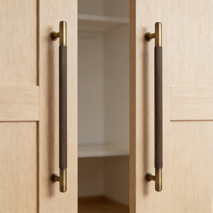 Vintage Lined Aged Bronze Brass Cabinet Pulls