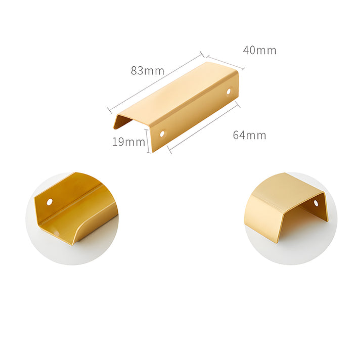Modern Simple Embedded Brass Gold Edge Pulls