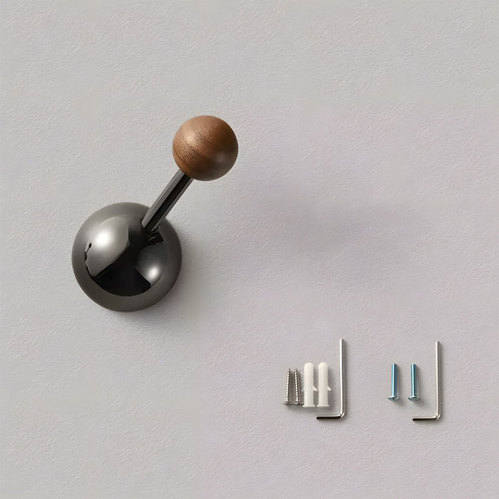 Modern Walnut & Zinc Alloy Cabinet Knobs & Wall Hooks