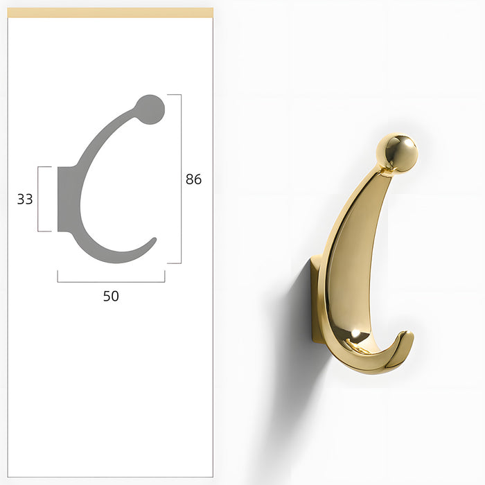 Modern Curved Zinc Alloy Dual Wall Hooks