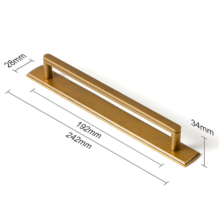 Modern Zinc Alloy Long Cabinet Pulls with Rectangle Backplate