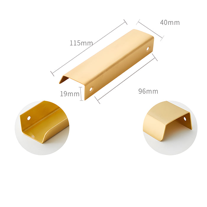 Modern Simple Embedded Brass Gold Edge Pulls