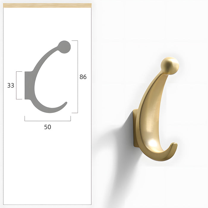 Modern Curved Zinc Alloy Dual Wall Hooks