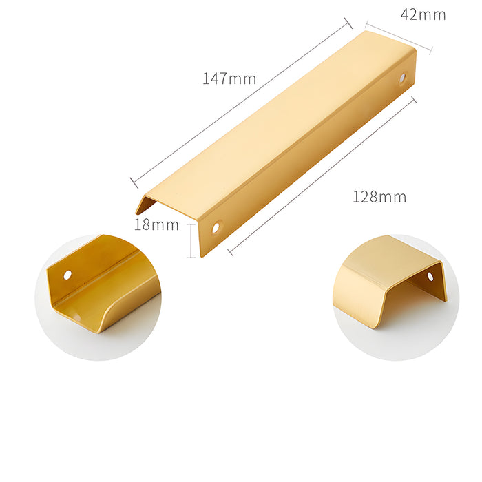 Modern Simple Embedded Brass Gold Edge Pulls