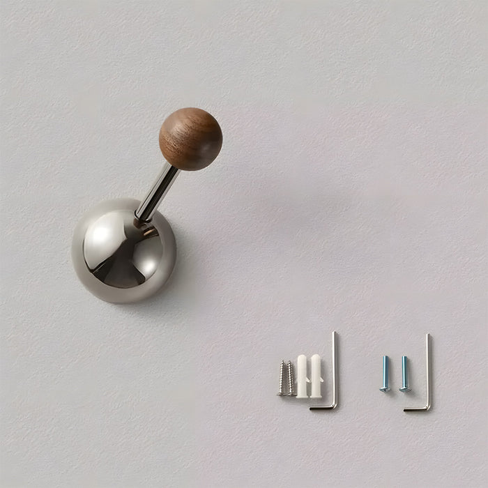 Modern Walnut & Zinc Alloy Cabinet Knobs & Wall Hooks