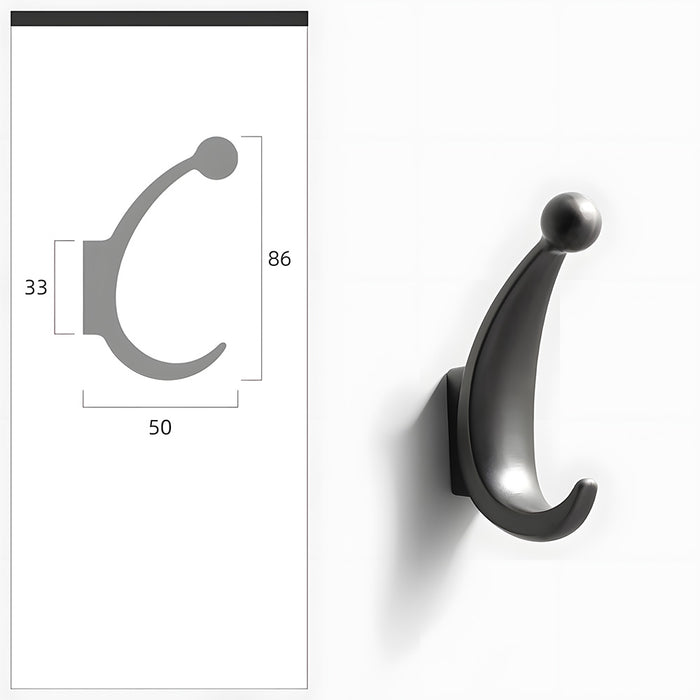 Modern Curved Zinc Alloy Dual Wall Hooks