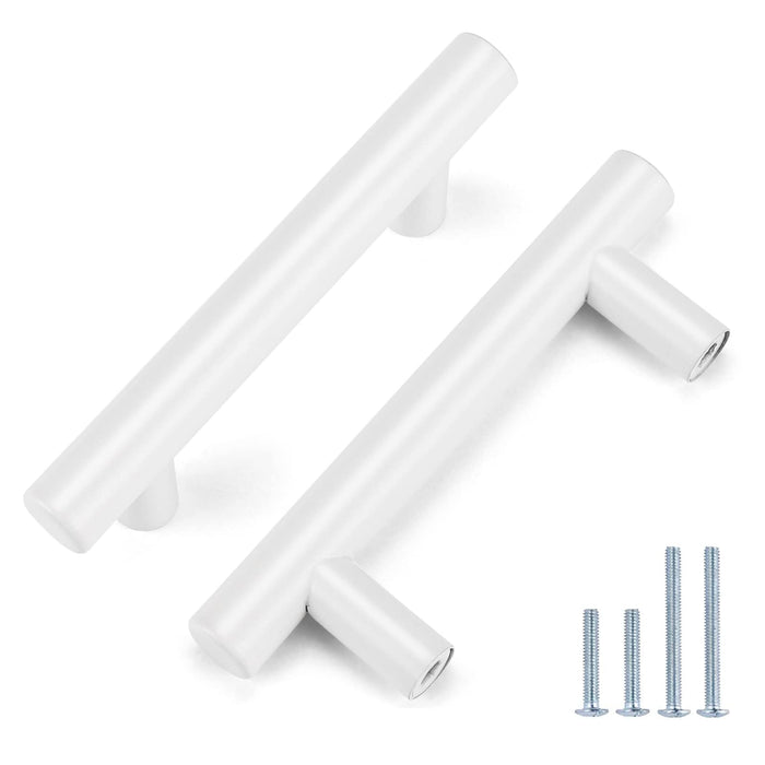 White Stainless Steel Euro Style Cabinet Pulls