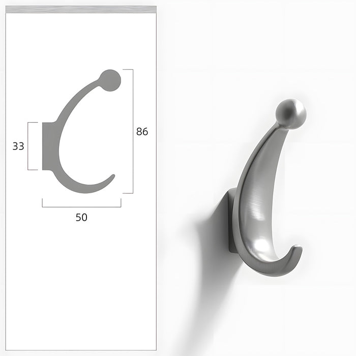 Modern Curved Zinc Alloy Dual Wall Hooks