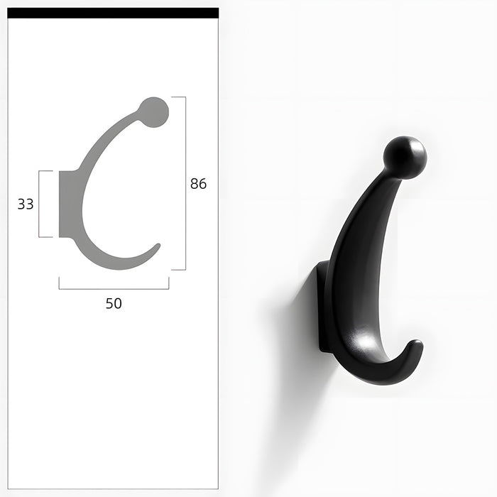 Modern Curved Zinc Alloy Dual Wall Hooks