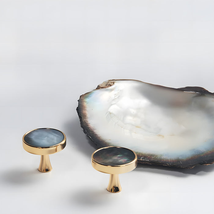 Decorative Natural Shell Cabinet Knobs with Solid Zinc Alloy Base