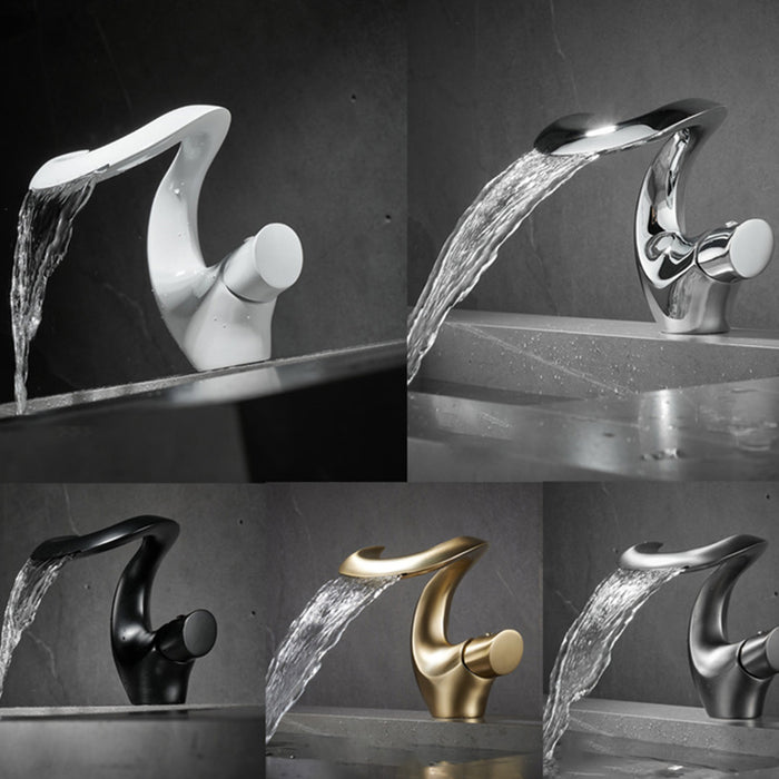 Single Handle Brass Waterfall Bathroom Faucets