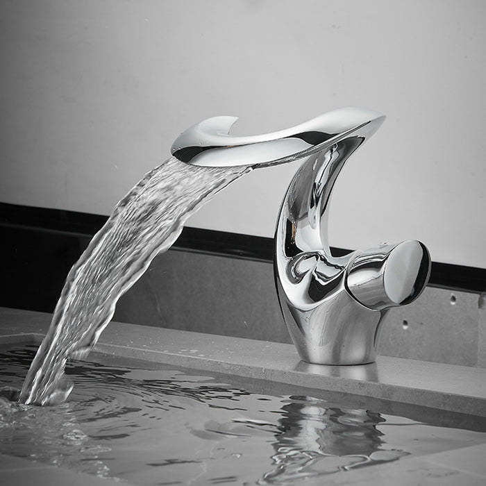Single Handle Brass Waterfall Bathroom Faucets