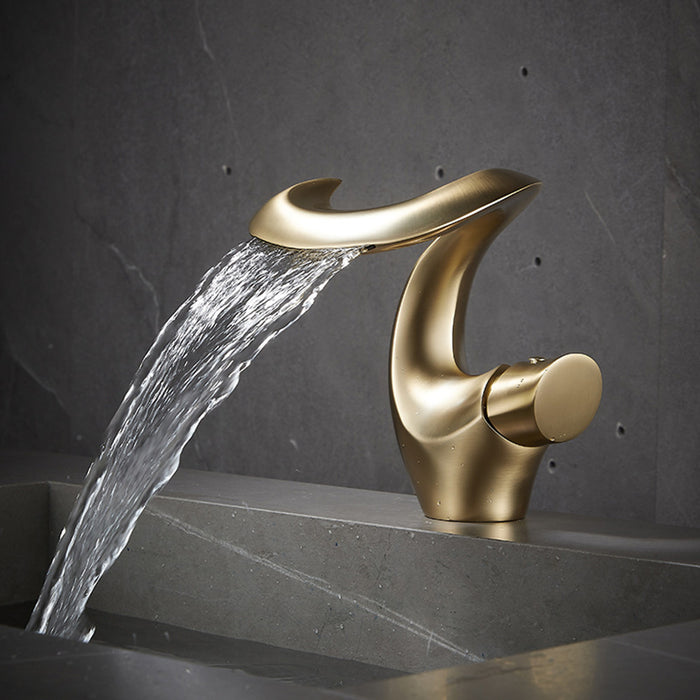 Single Handle Brass Waterfall Bathroom Faucets